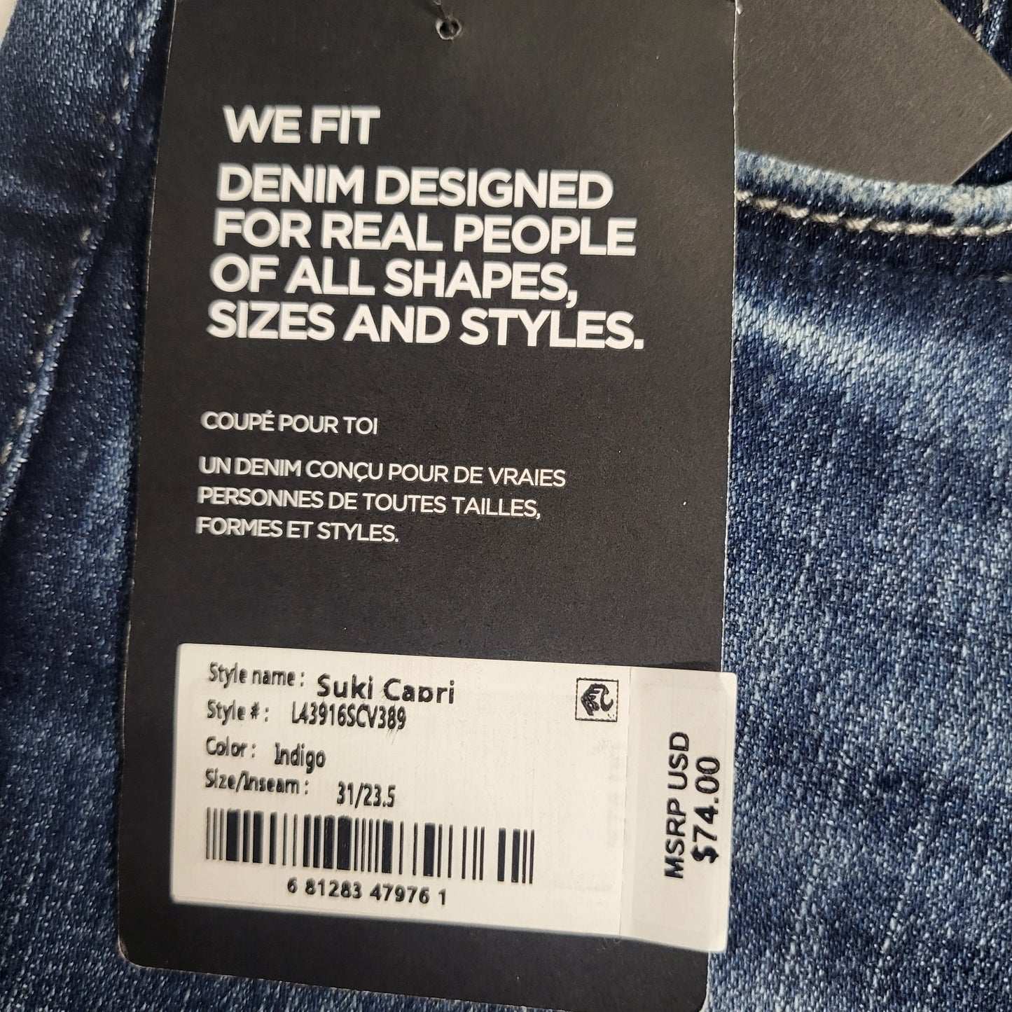 SILVER JEANS CO Suki Curvy Fit Mid Rise Capri Sz 31/23.5 Indigo L43916SCV389