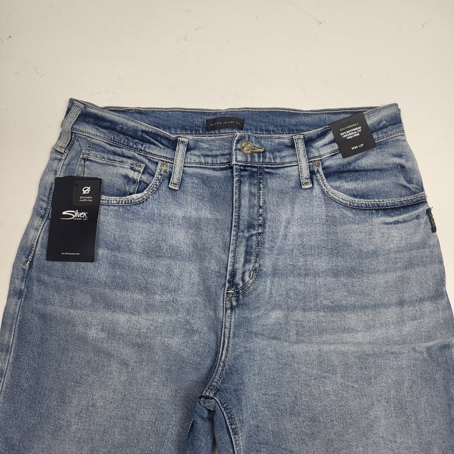 SILVER JEANS CO. 90's Boyfriend Universal Fit Eco Friendly Sz 34/27 L28355EOE224