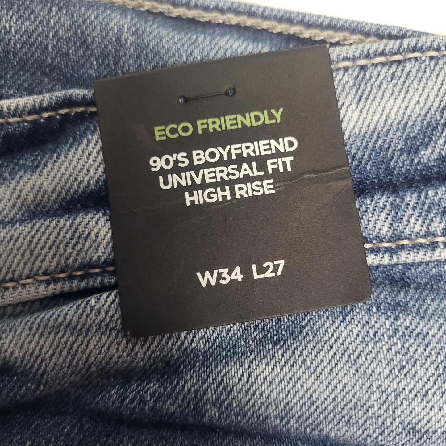SILVER JEANS CO. 90's Boyfriend Universal Fit Eco Friendly Sz 34/27 L28355EOE224