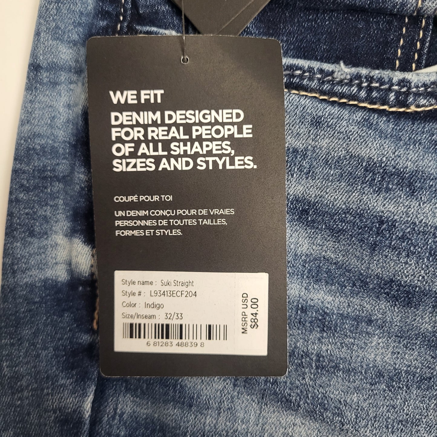 SILVER JEANS CO. Suki Straight Leg Eco Friendly Sz 32/33 Indigo L93413ECF204