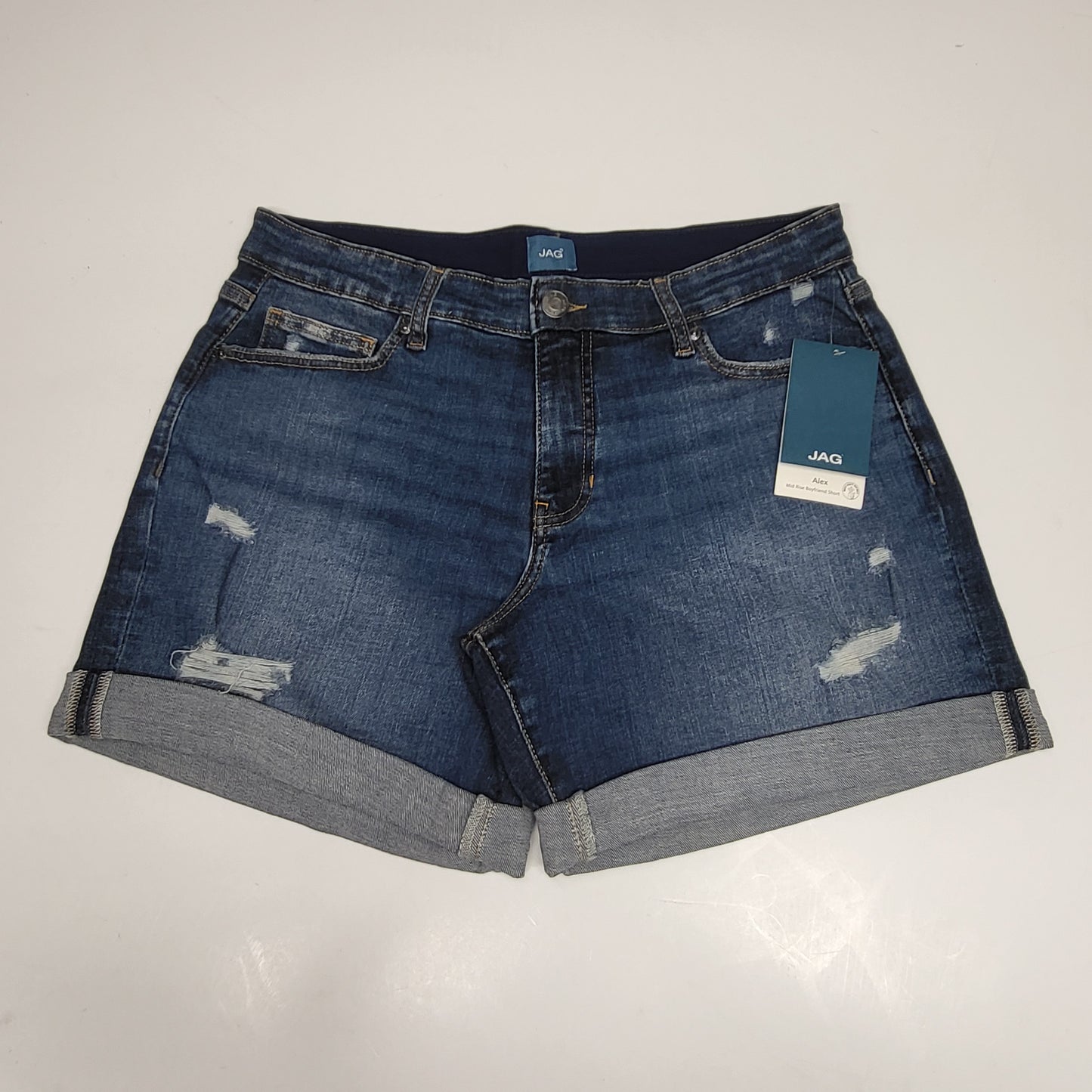 JAG Alex Mid Rise Boyfriend Short Womens Sz 10/5 Voyage Blue J5124EAE446