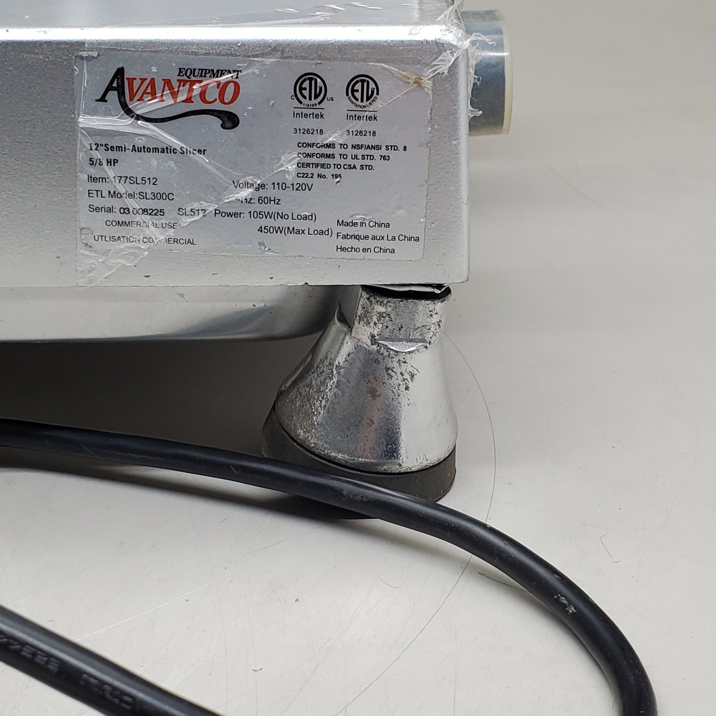 ZA@ AVANTCO Semi-Automatic Meat Slicer 12” Silver 177SL512 (Damaged AS-IS)