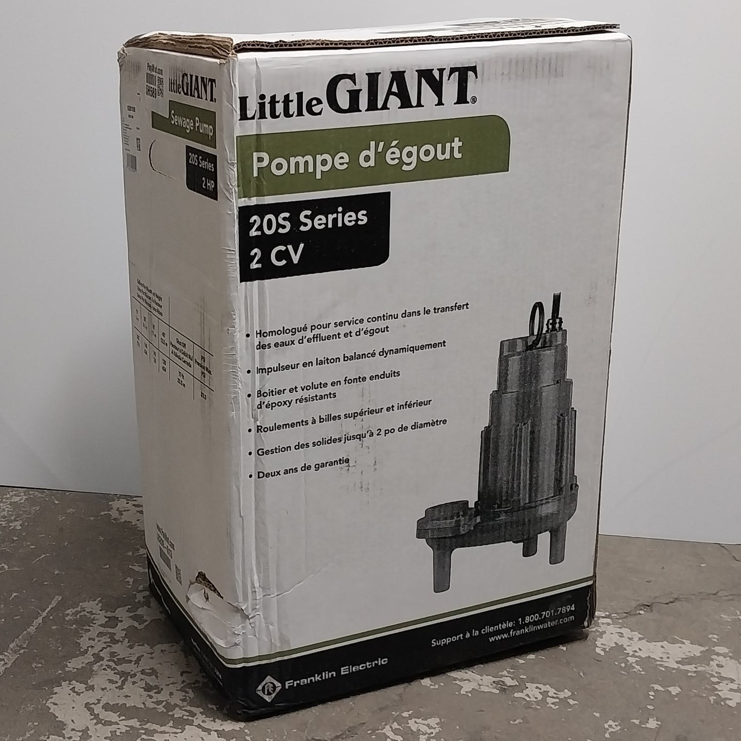 LITTLE GIANT Manual Submersible Sewage Ejector Pump 205GPM 230V 20ft Cord 20SCIM