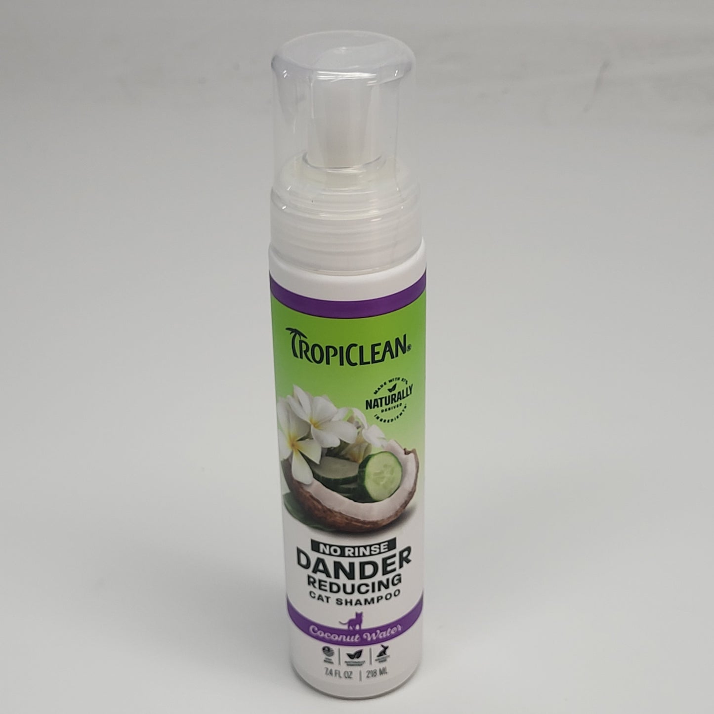 TROPICLEAN (3 PACK) No Rinse Dander Reducing Cat Shampoo Coconut Water 7.4 oz