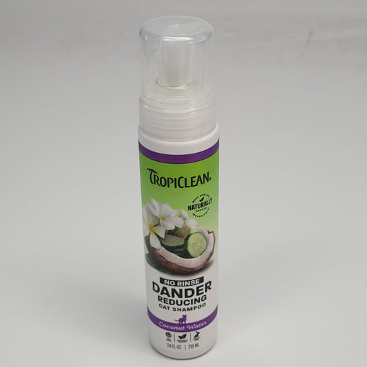 TROPICLEAN (3 PACK) No Rinse Dander Reducing Cat Shampoo Coconut Water 7.4 oz