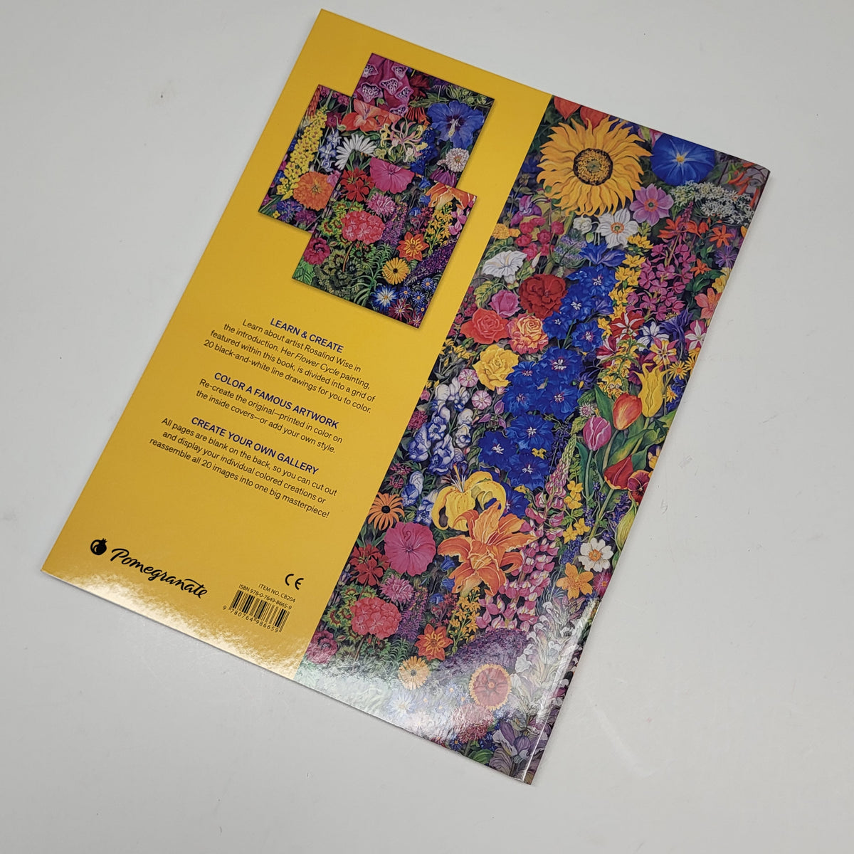 ZA@ POMEGRANATE Rosalind Wise Flower Cycle Coloring Book Soft Cover 20 Images