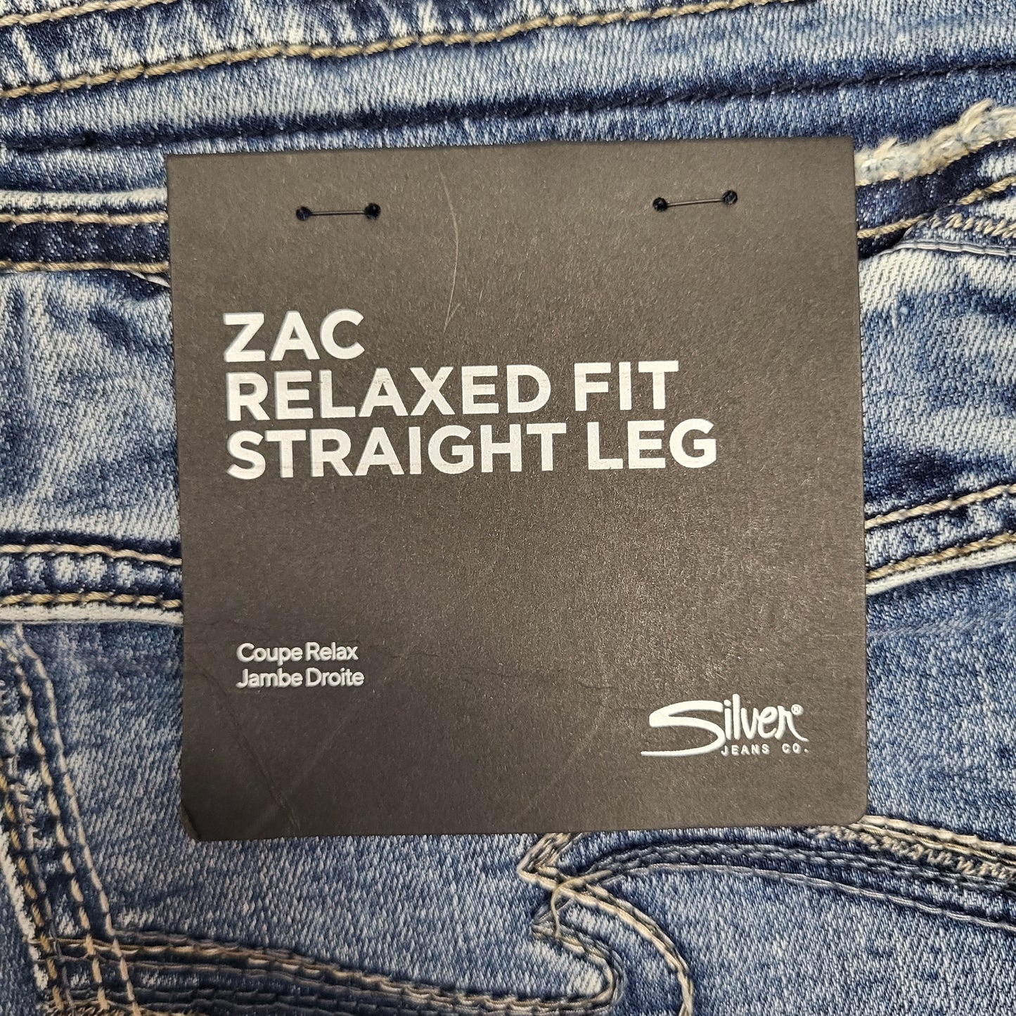 SILVER JEANS CO. Zac Relaxed Fit Straight Leg Sz 33/34 Indigo M42404EDK267