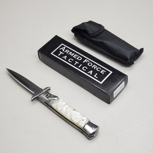 ZA@ ARMED FORCE TACTICAL 8” Handcrafted OTF Pocket Knife – Ivory ST-11WP