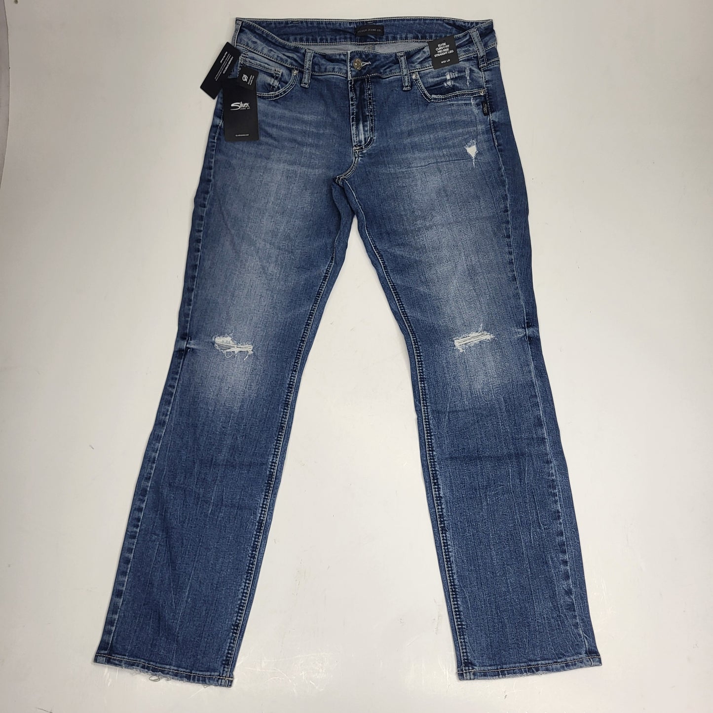 SILVER JEANS CO. Elyse Mid Rise Straight Leg Sz 33/31 Indigo L03403EGX272