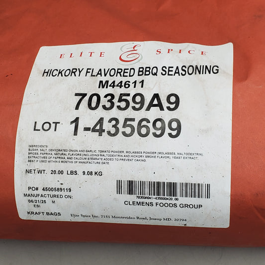 ELITE SPICE Hickory Flavored BBQ Seasoning 20 LBS M44611 BB 06/28
