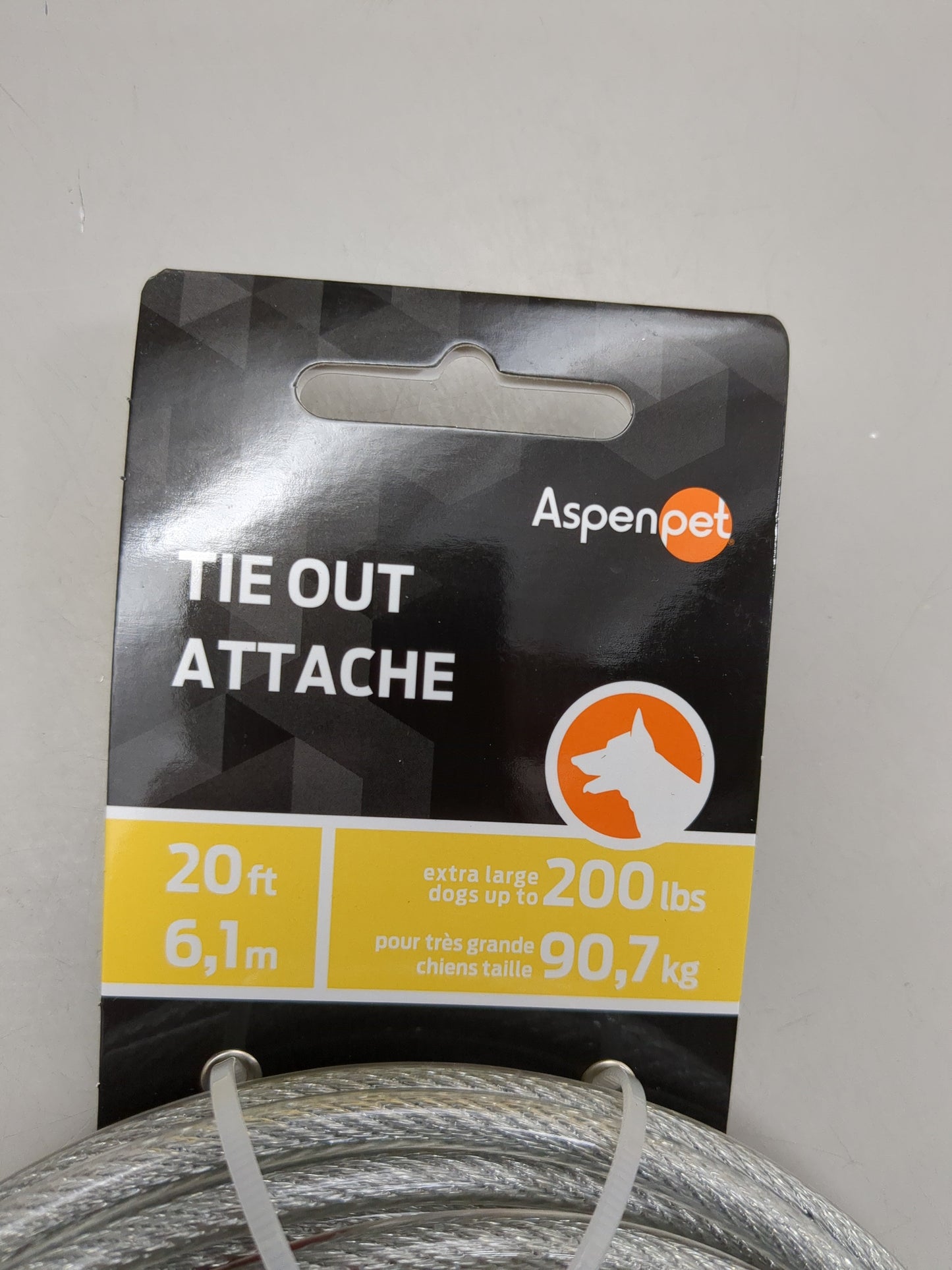 ZA@ ASPENPET Tie Out Cable 20' for Large Dogs up to 200 lbs. W/ Swivel Snap Hooks CCZJ23280G B