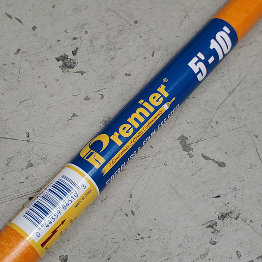 PREMIER Fiberglass & Stainless Extension Pole Heavy Duty Large Twist 5' - 10' Orange 84510