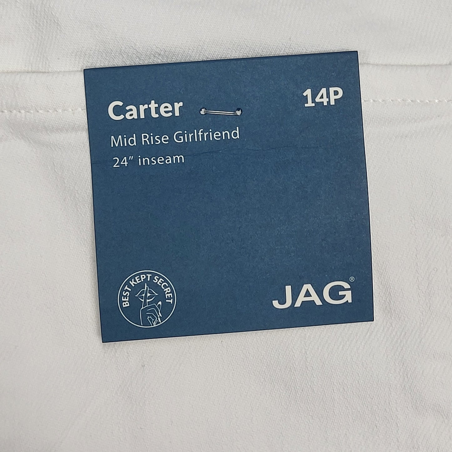 JAG Carter Mid-Rise Smoothing Girlfriend Womens Sz 14P/24 White JP2967CBD618