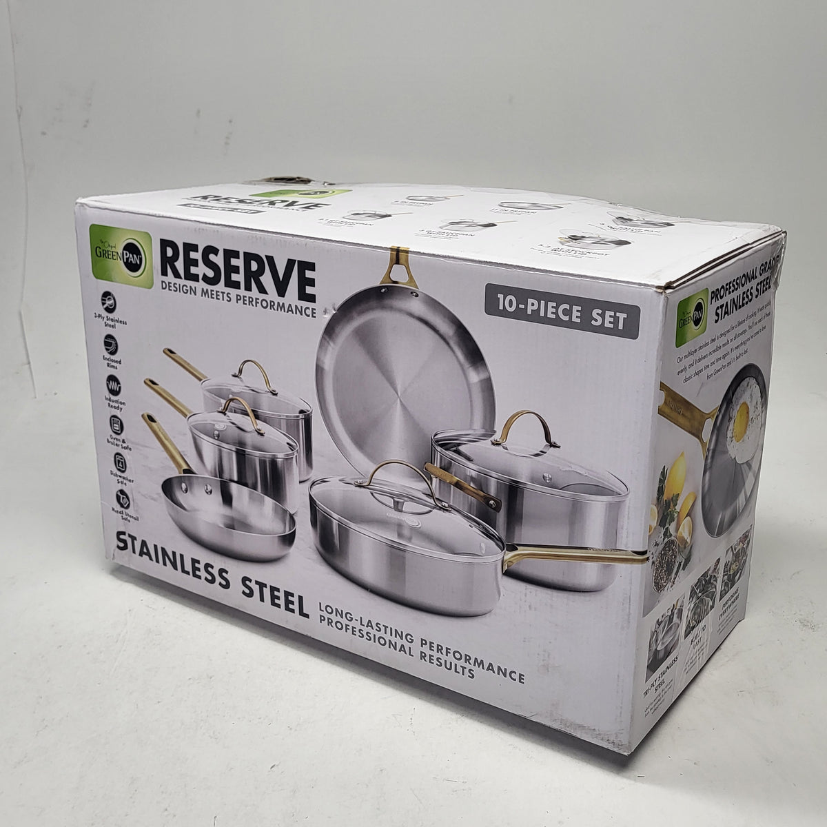 GREENPAN Reserve Stainless Steel 10-piece Cookware Set CC009246-002 (As Is)