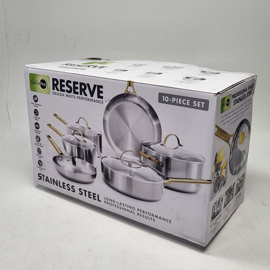 GREENPAN Reserve Stainless Steel 10-piece Cookware Set CC009246-002 (As Is)