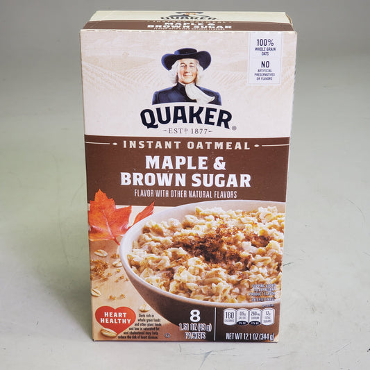 ZA@ QUAKER (8 Pack) Instant Oatmeal Maple & Brown Sugar 12.1 oz BB 11/25 A
