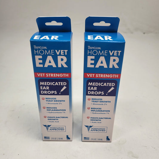 TROPICLEAN (2 PACK) Homevet Max Strength Medicated Ear Drops 2 oz BB 05/28