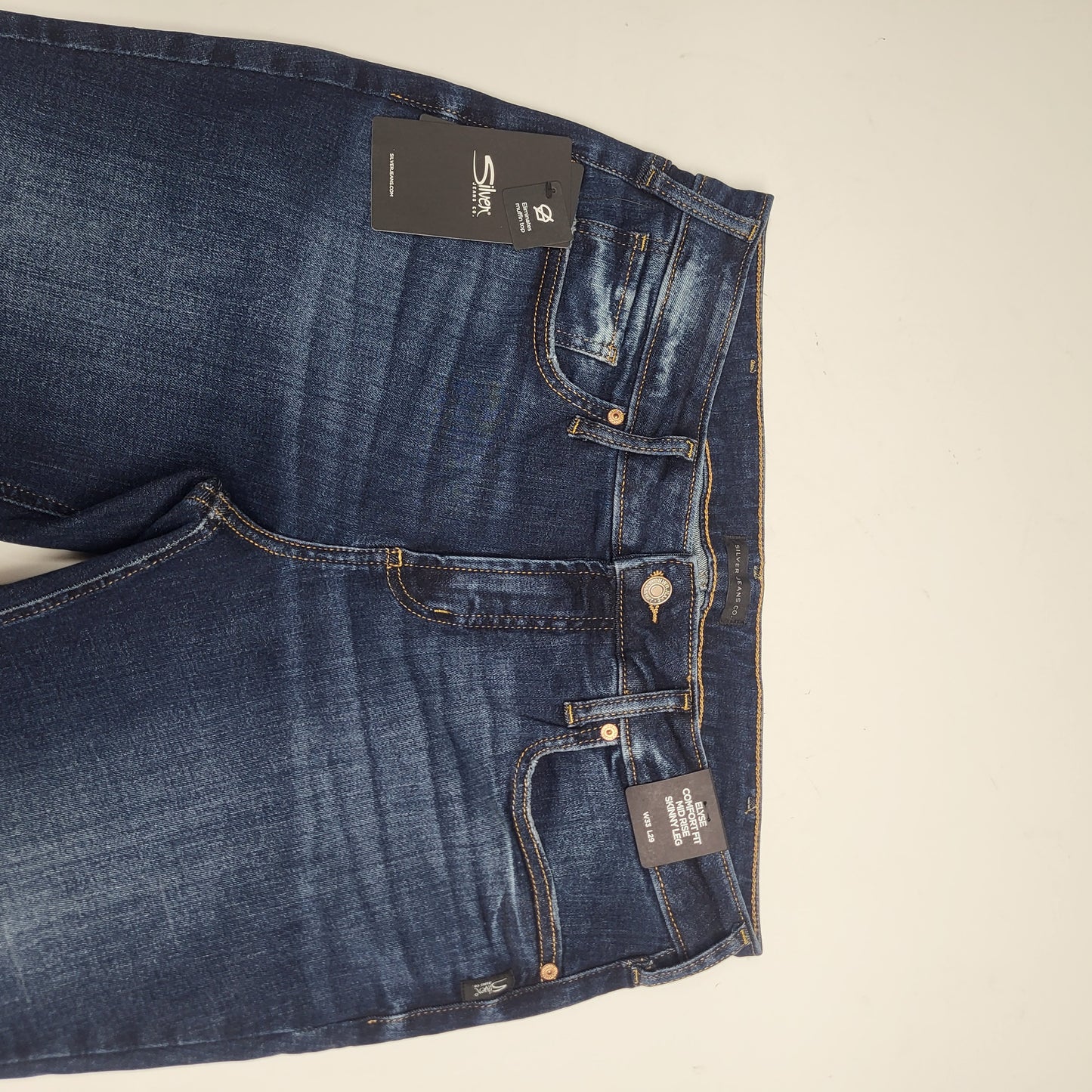 SILVER JEANS CO. Elyse Mid Rise Skinny Leg Sz 33/29 Indigo L03116EAD328
