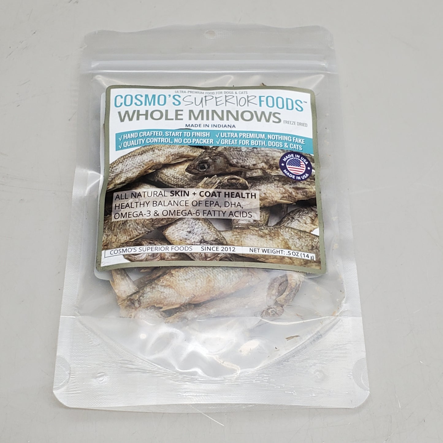 COSMO'S SUPERIOR FOODS (2 Pack) Freeze Dried Whole Minnows 0.5 oz BB 05/26