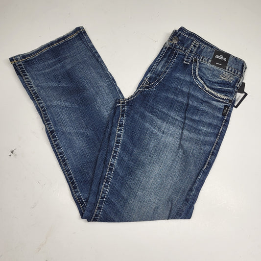 SILVER JEANS CO. Zac Relaxed Fit Straight Leg Sz 33/34 Indigo M42408LD191
