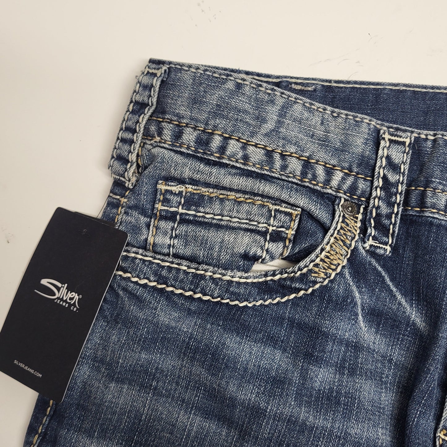 SILVER JEANS CO. Zac Relaxed Fit Straight Leg Sz 33/34 Indigo M42408LD191