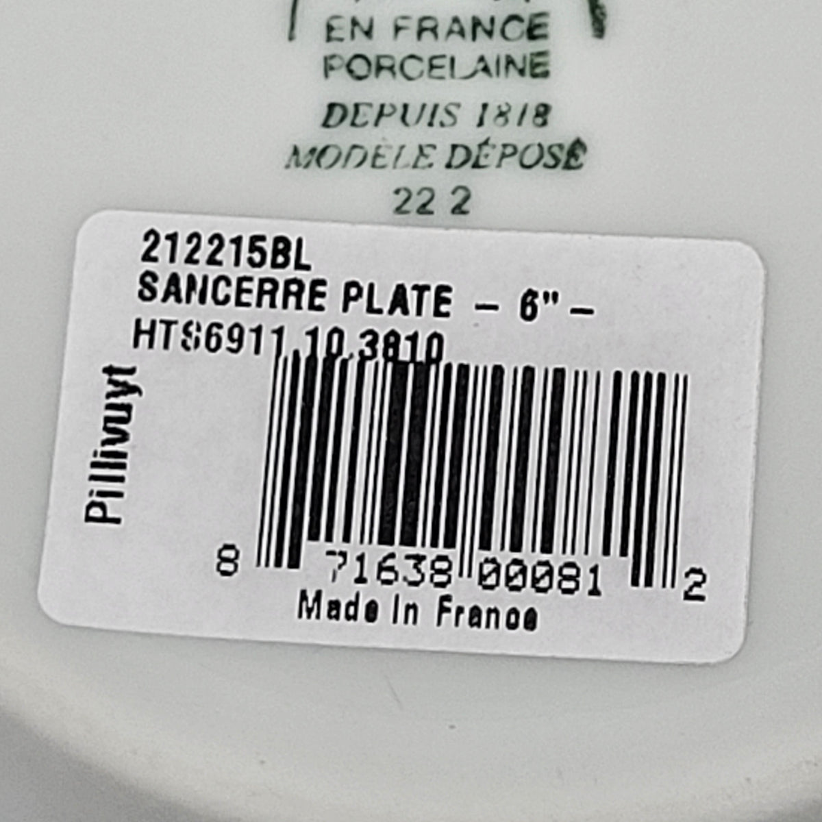 PILLIVYUT (4 PACK) Sancerre Plate Porcelain Kitchenware 6" 212215BL