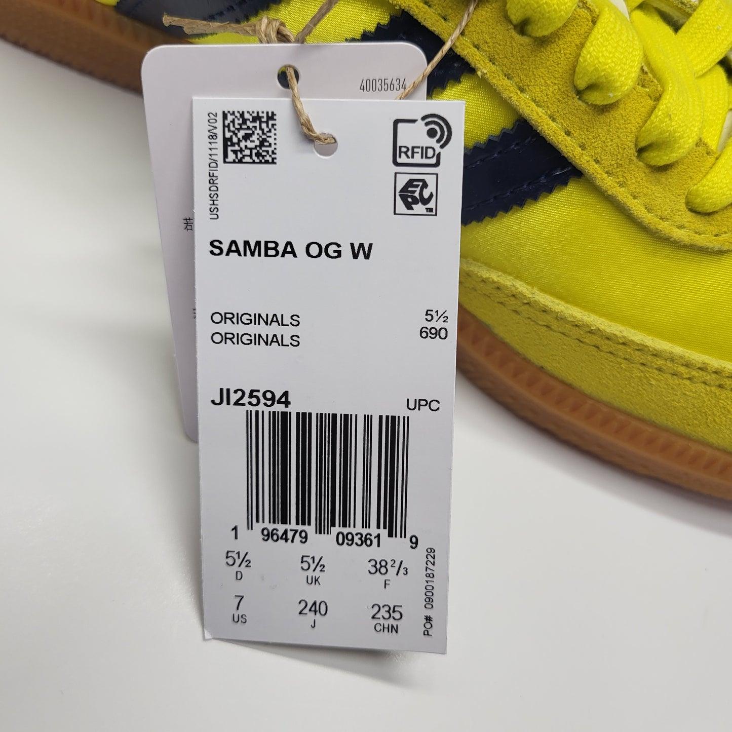 ADIDAS Samba Og W Sneakers Women's Sz 7 Yellow, Night Indigo & Cream JI2594