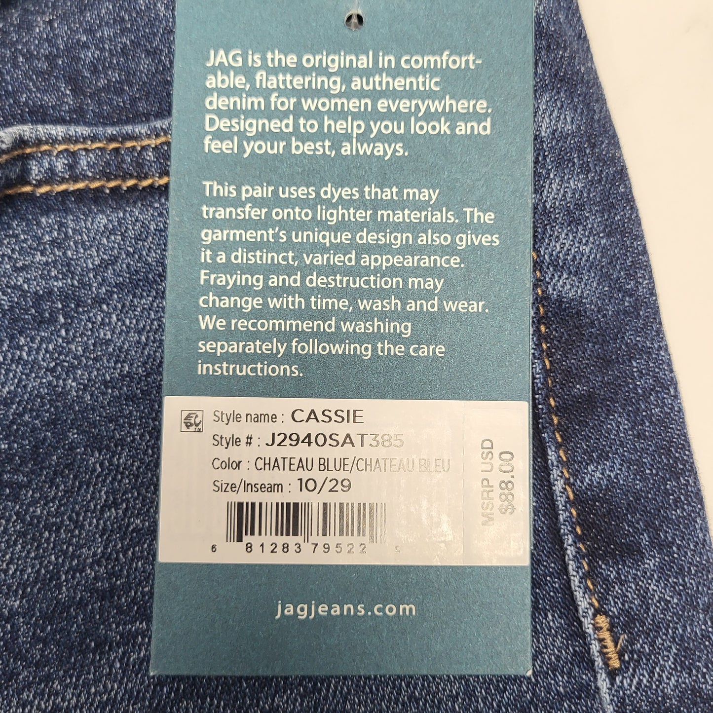 JAG Cassie Mid Rise Slim Straight Womens Sz 10/29 Chateu Blue J2940SAT385