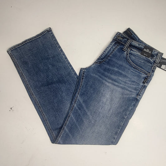 SILVER JEANS CO. Zac Relaxed Fit Straight Leg Sz 33/34 Indigo M42404EDK267