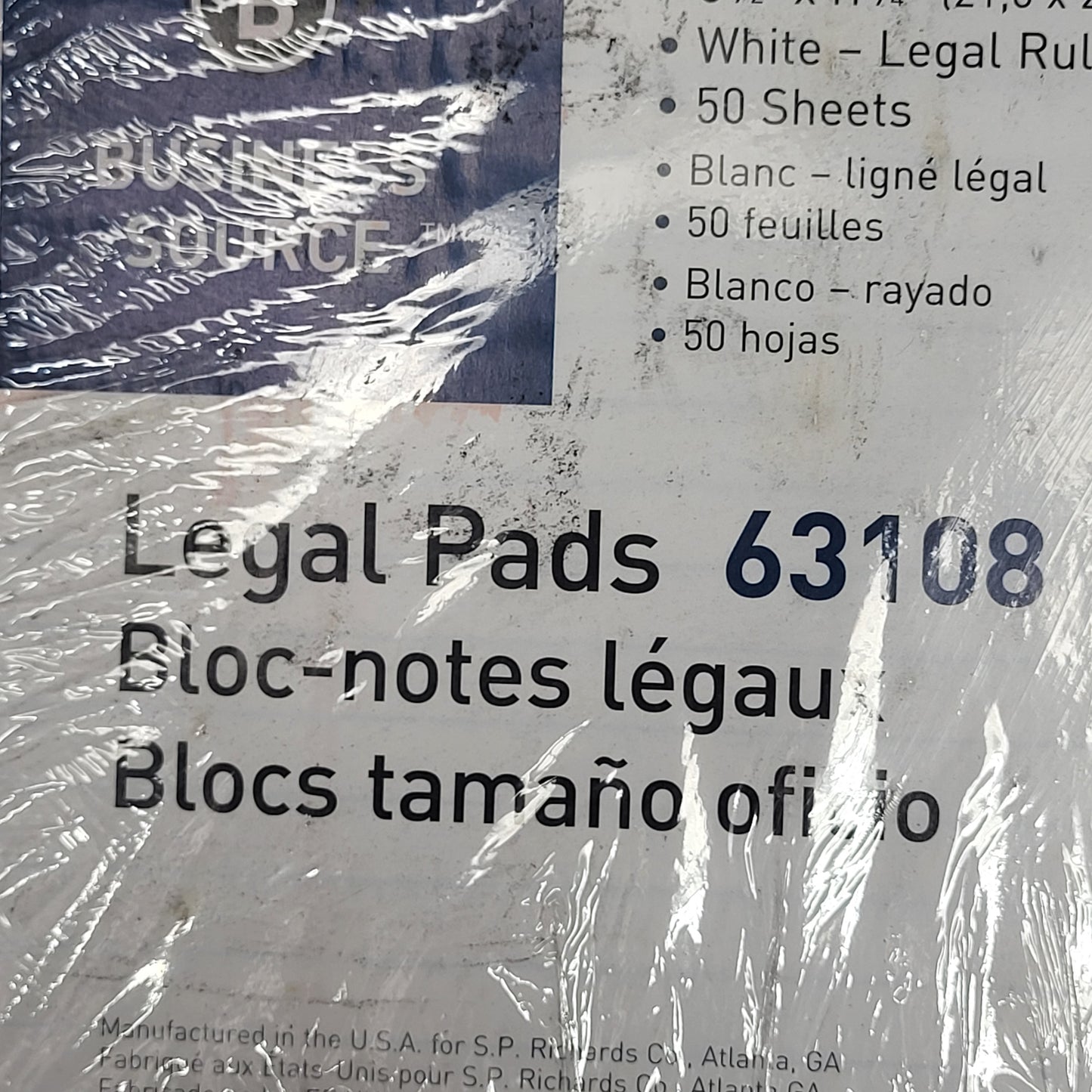 ZA@ BUSINESS SOURCE (2 PACK) Legal Pads Set of 12 Lined Paper  8.5"X11.5" 63108