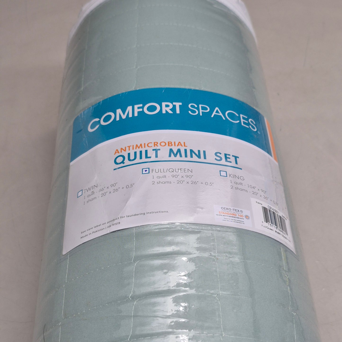 COMFORT SPACES Antimocrobial Quilt Mini Set Full/Queen Sage Green CS14-0051