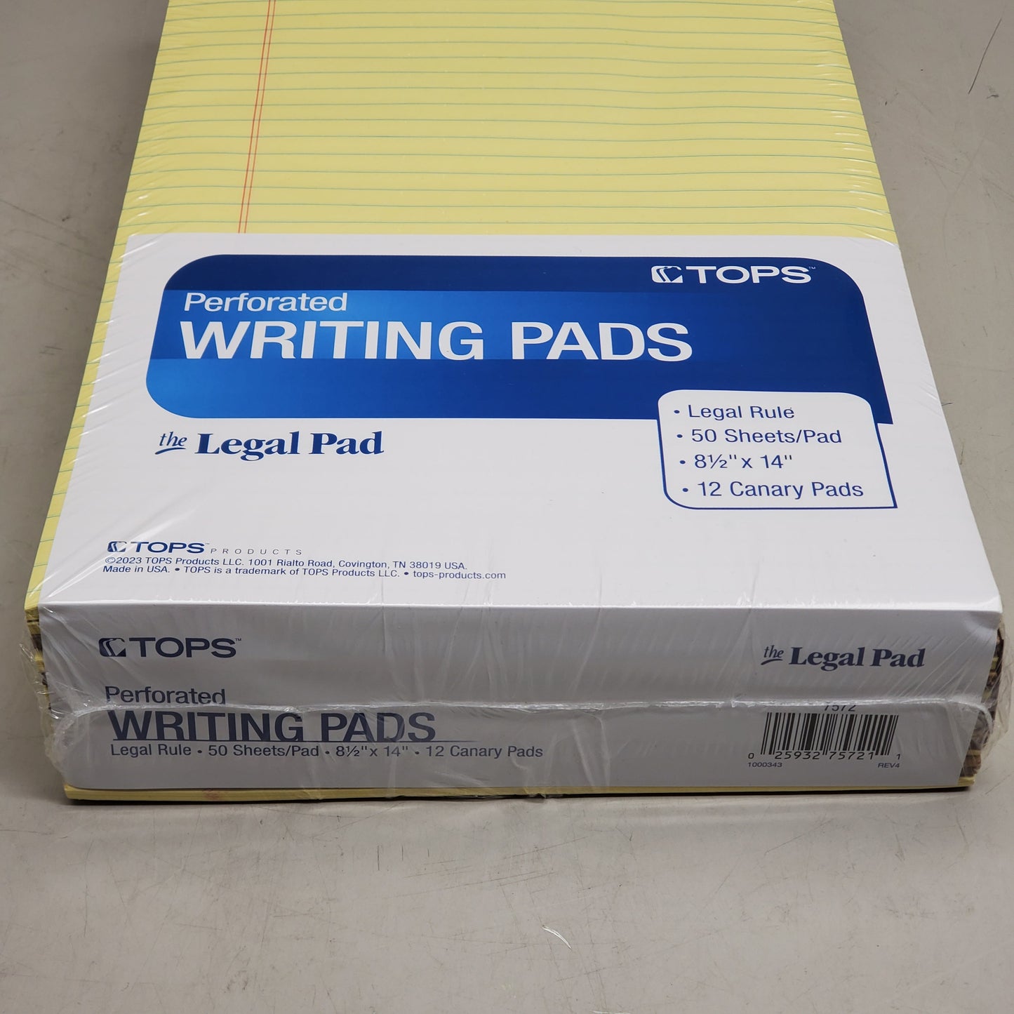 ZA@ TOPS (12 Pack) Legal Pad Perforated Writing Pads 8.5" x 14" 50 pages Yellow 7572 E
