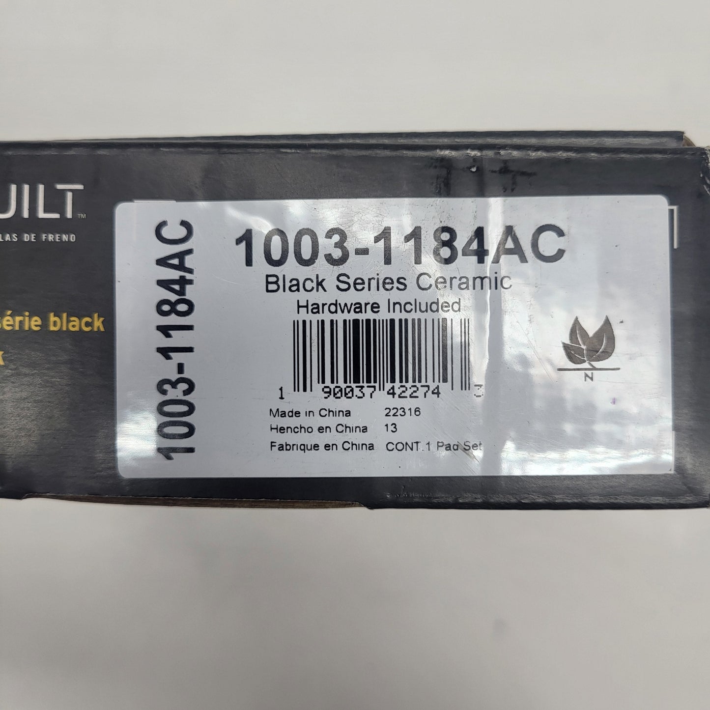 QUALITY-BUILT Ceramic Disc Brake Pad Set Black Front 1003-1184AC