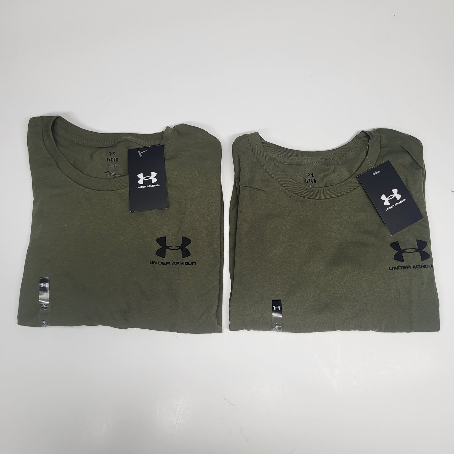 UNDER ARMOUR (2 PACK) Mens Sportstyle Loose Cotton Polyester T-shirt L Green