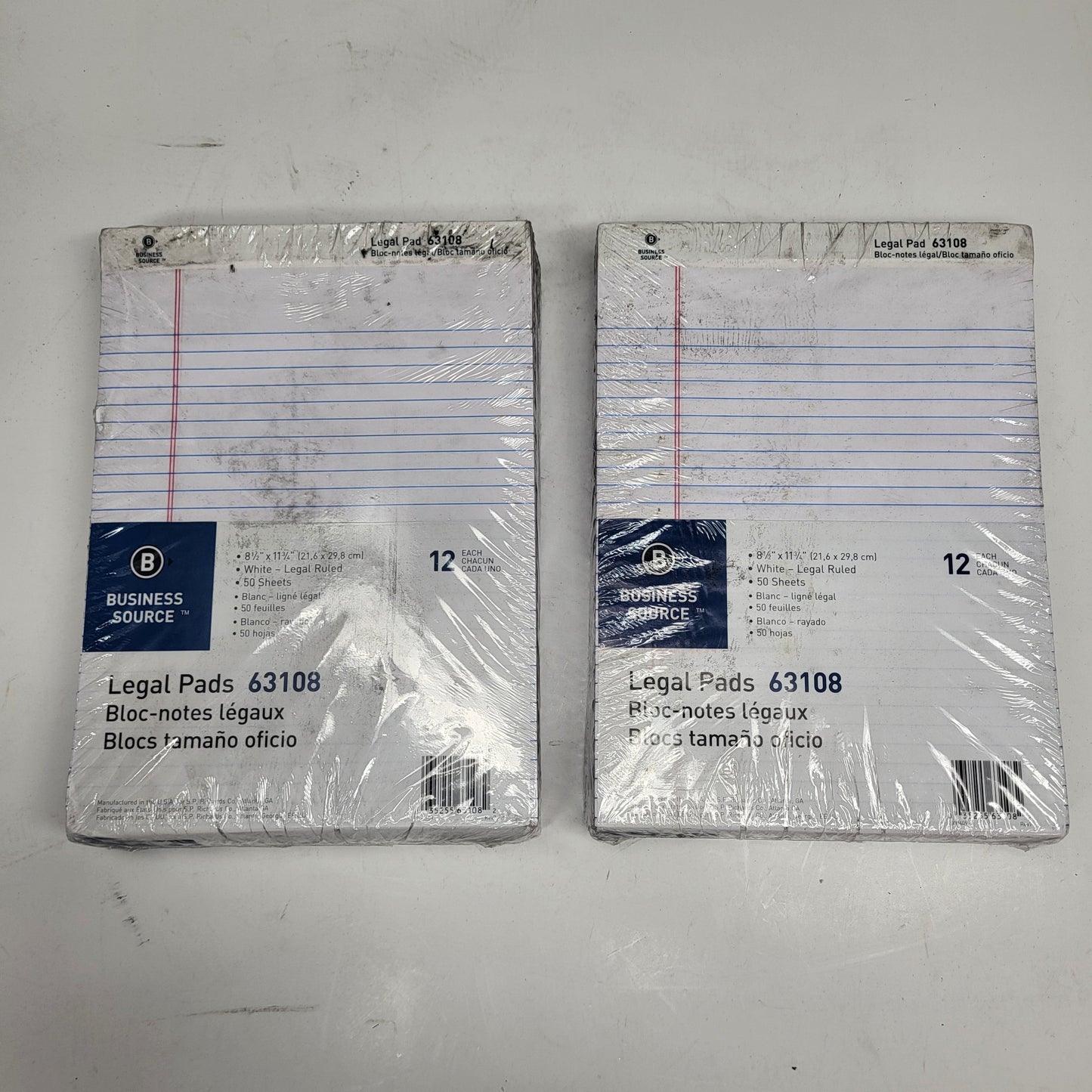 ZA@ BUSINESS SOURCE (2 PACK) Legal Pads Set of 12 Lined Paper  8.5"X11.5" 63108