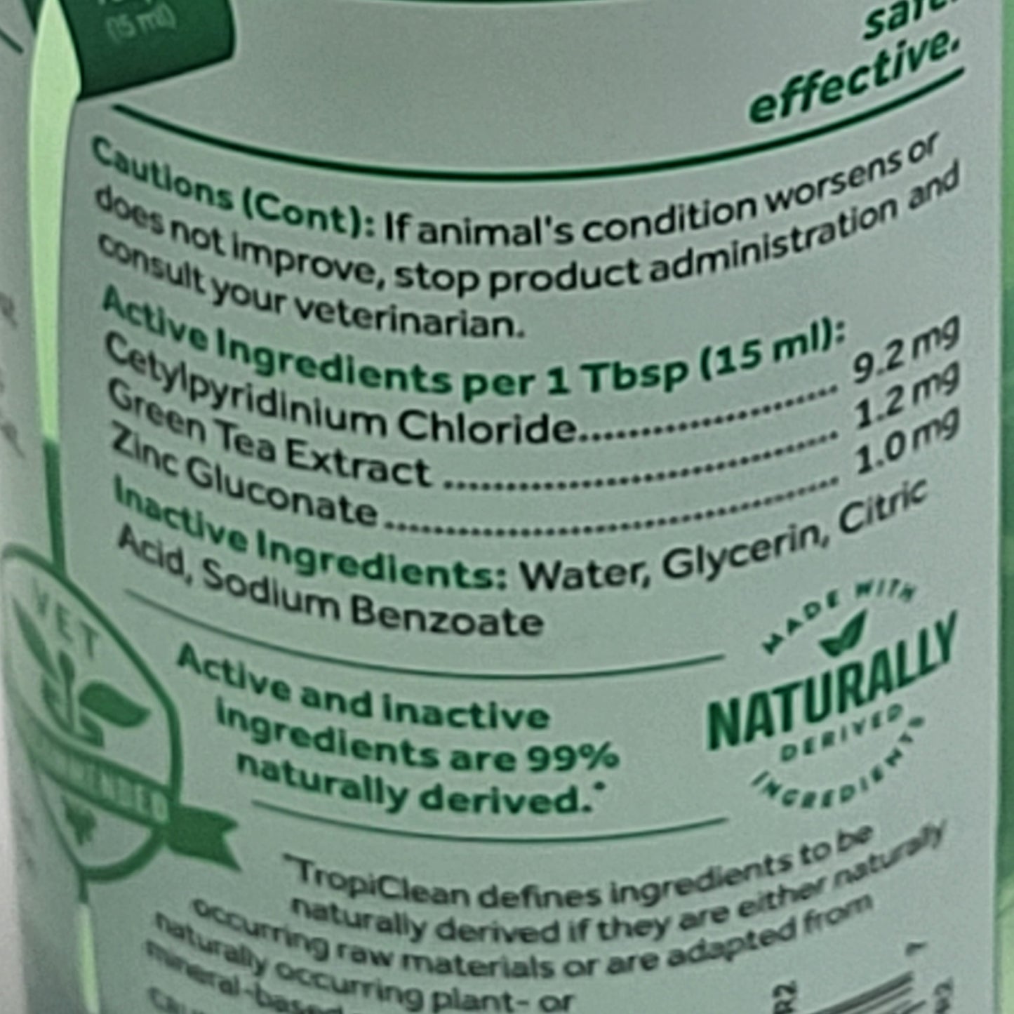 TROPICLEAN (3 PACK) Fresh Breath Fights Plaque & Tartar Cat Dental Water Additive 8 oz