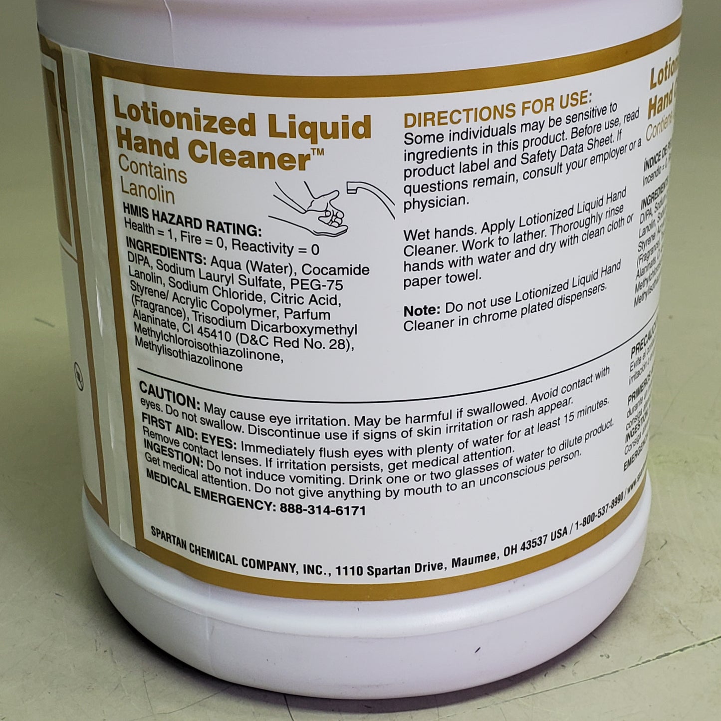 ZA@ SPARTAN Lotionized Liquid Hand Cleaner Quickly Remove Grease & Dirt 1 Gal 3003