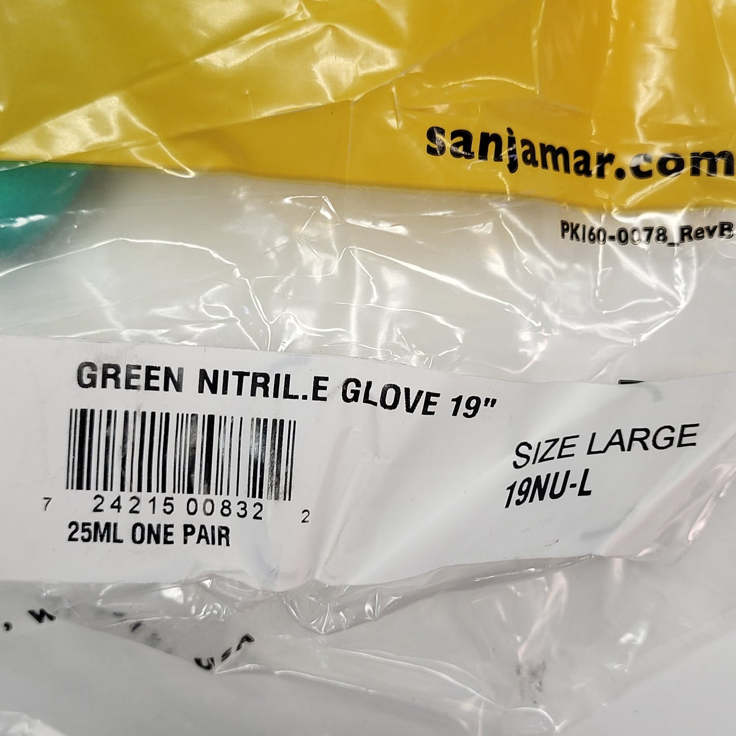 SAN JAMAR (2 PACK) Flexible Nitrile Rubber Dishwashing Gloves 19" Green 19NU-L