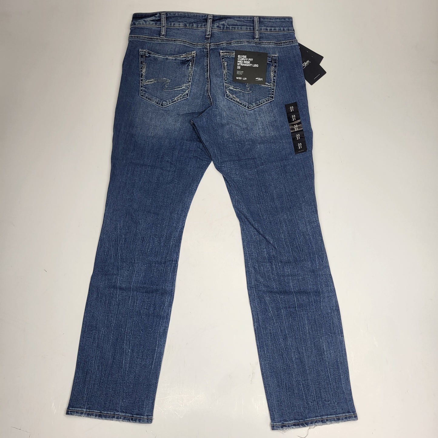SILVER JEANS CO. Elyse Mid Rise Straight Leg Sz 33/31 Indigo L03403EGX272