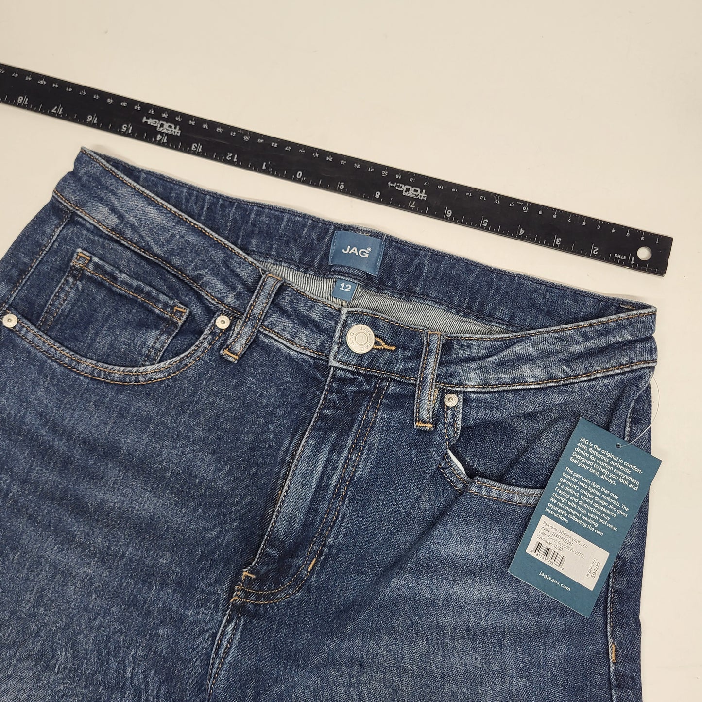JAG Sophia High Rise Wide Leg Jeans Womens Sz 12/30 Eiffel Blue J2951ACS383