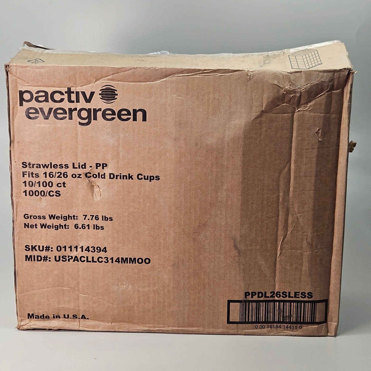 1,000-PK PACTIV EVERGREEN Strawless Lid 16/26 oz Cold Cups (Slightly Damaged Packaging)