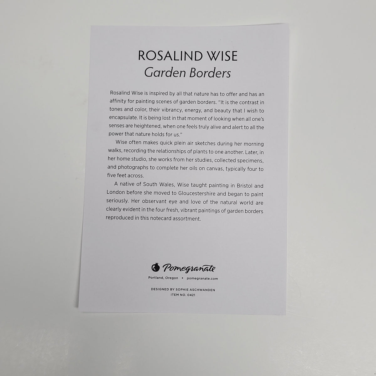 POMEGRANTE (20 PACK) Rosalind Wise Garden Borders Notecards W/ Envelopes 4x6"