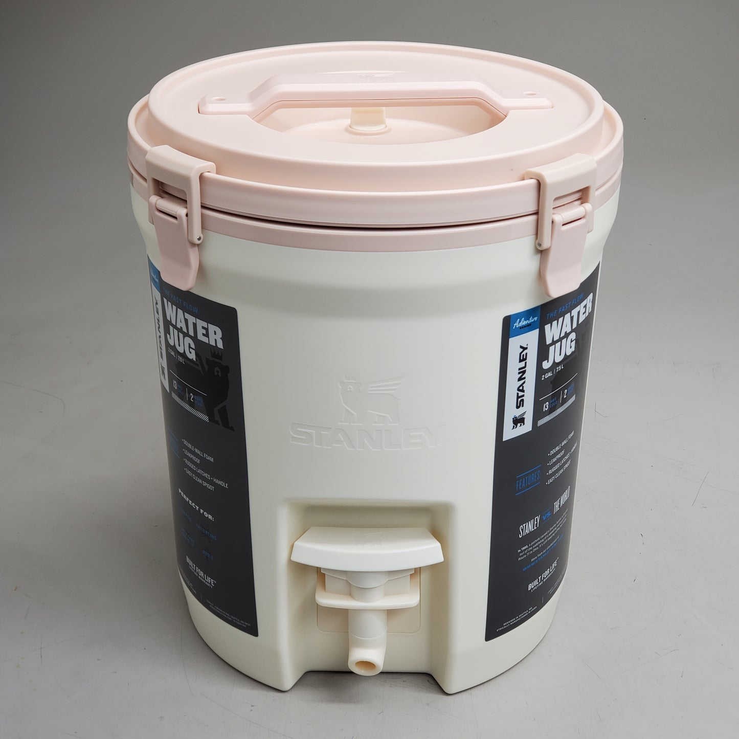 STANLEY Fast Flow Water Jug Dispenser Insulated Beverage Cooler 2 Gal Cream 10-01938-075