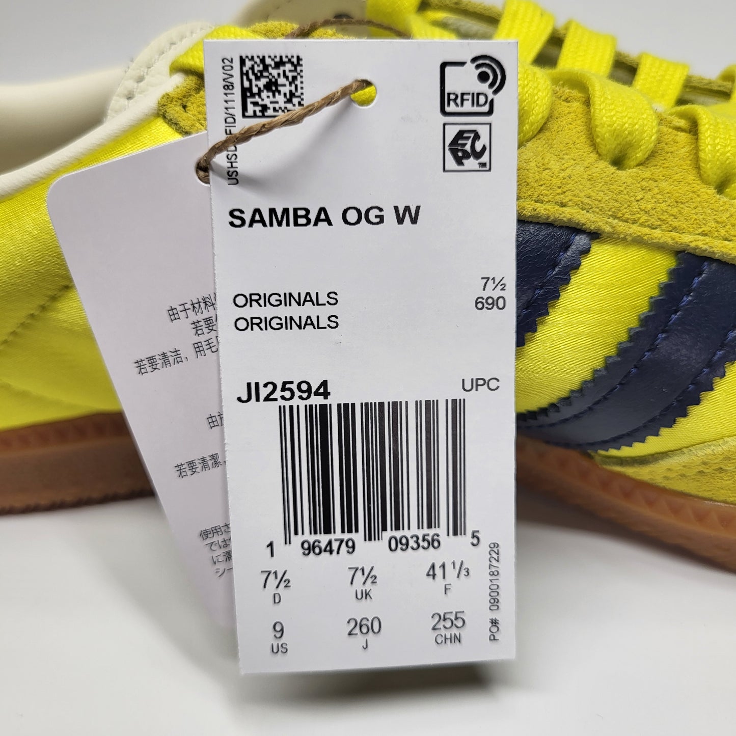 ADIDAS Samba Og W Sneakers Women's Sz 9 Yellow, Night Indigo & Cream JI2594