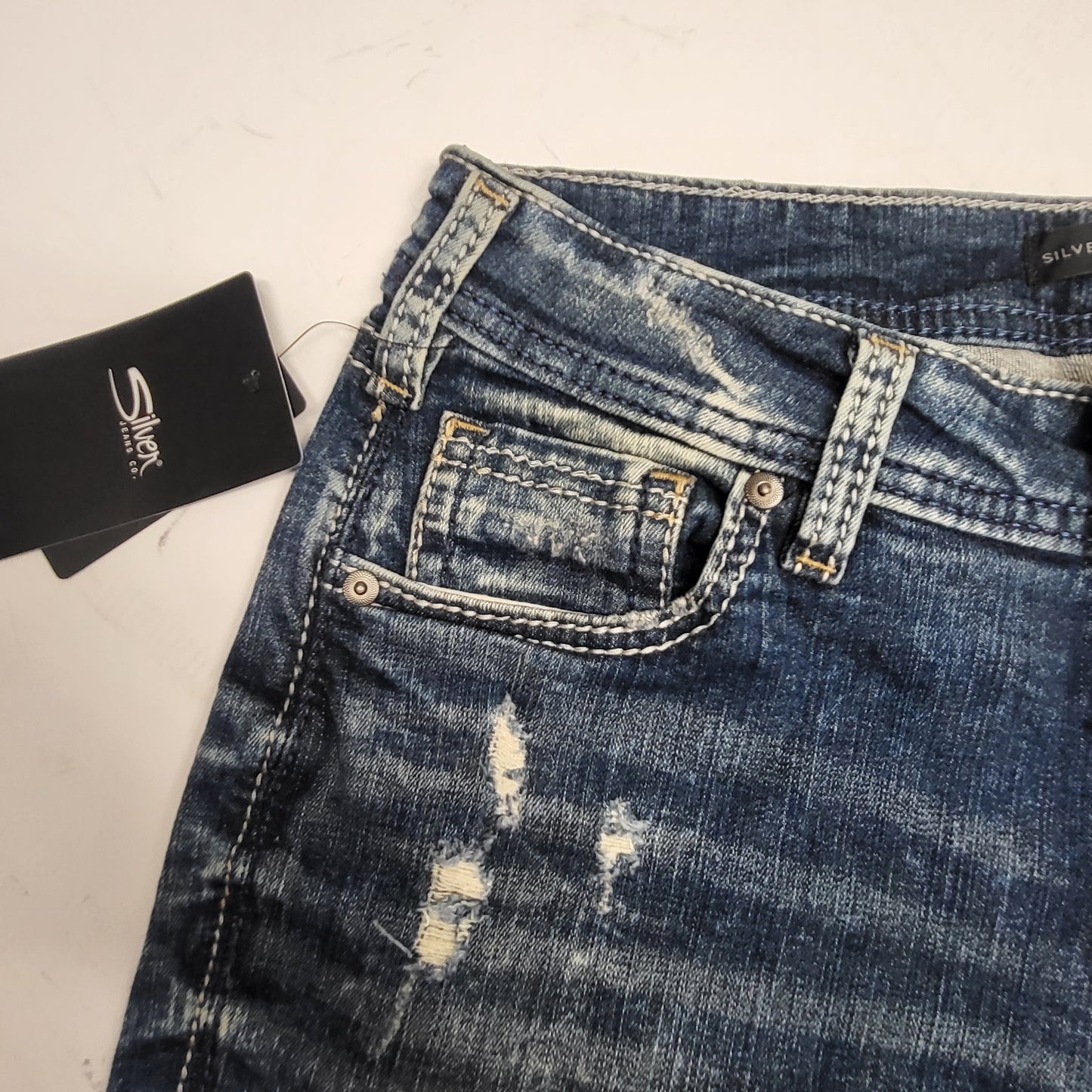 SILVER JEANS CO. Girlfriend Universal Fit Mid Rise Skinny Leg Sz 29/29 Indigo L27137SJL388