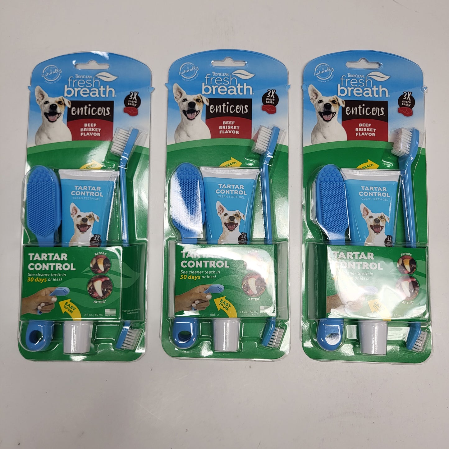 ZA@ TROPICLEAN (3 PACK) Fresh Breath Pet Enticers Smoked Beef Brisket Flavor 2 oz