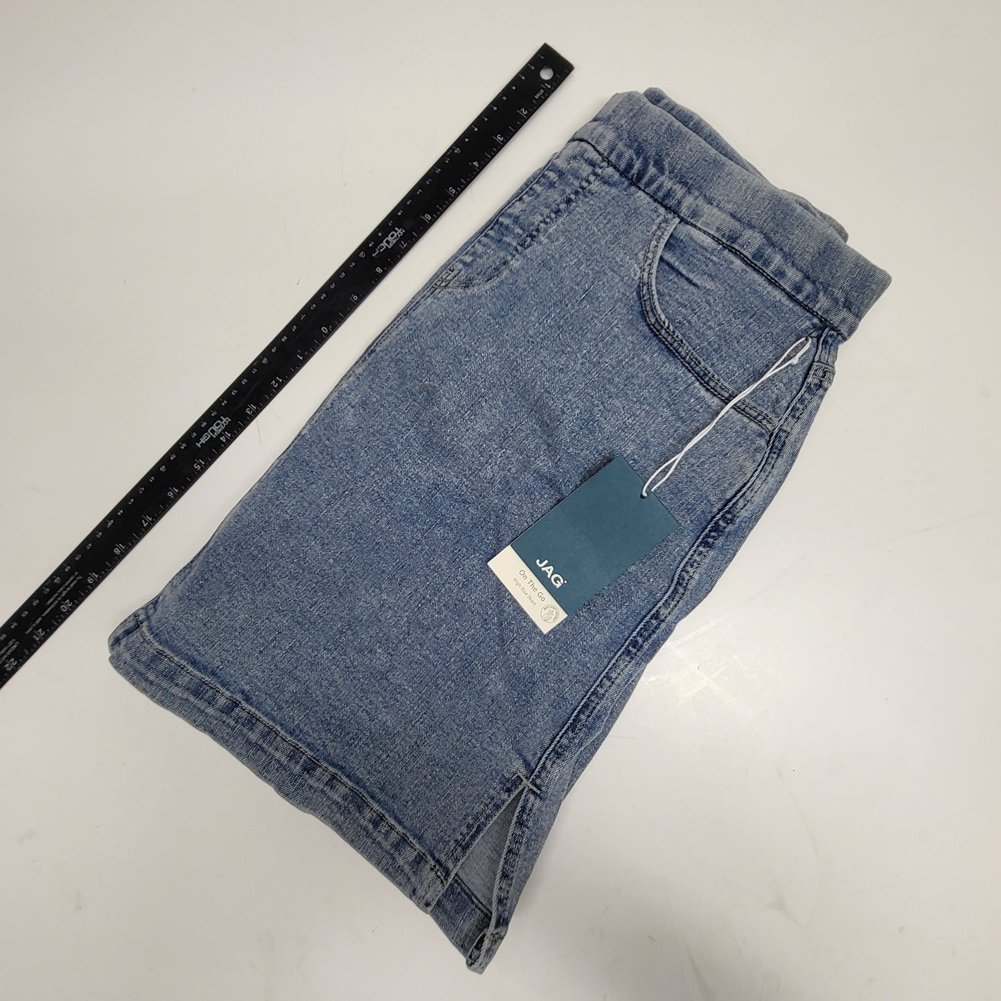 JAG On-the-go Mid Rise Pull-On Skort Womens Sz 12 Silver Lake J3101CSA220