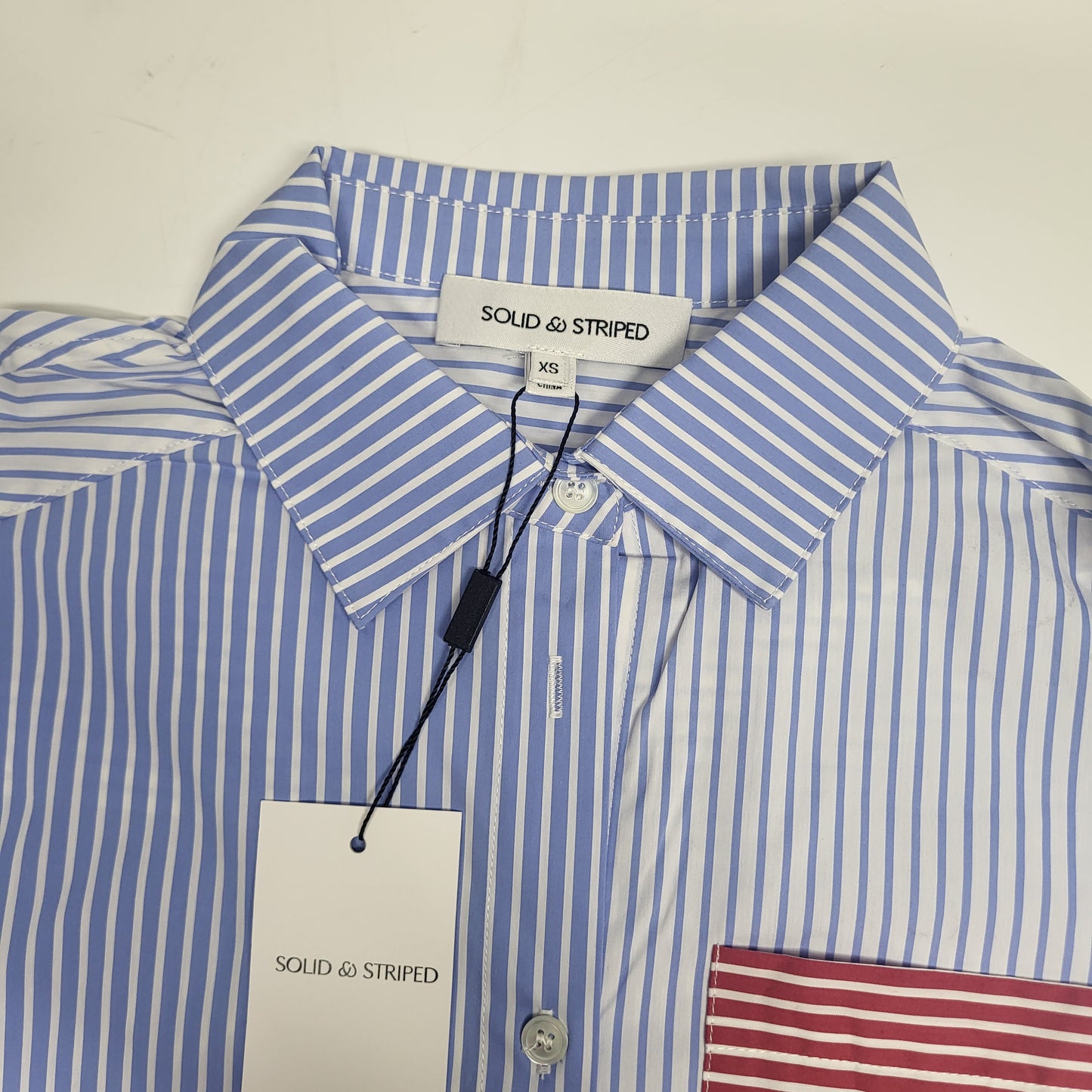 SOLID AND STRIPED The Avril Stripe Button-front Shirt XS Colorblock Marina SU26B2287PYDCBM