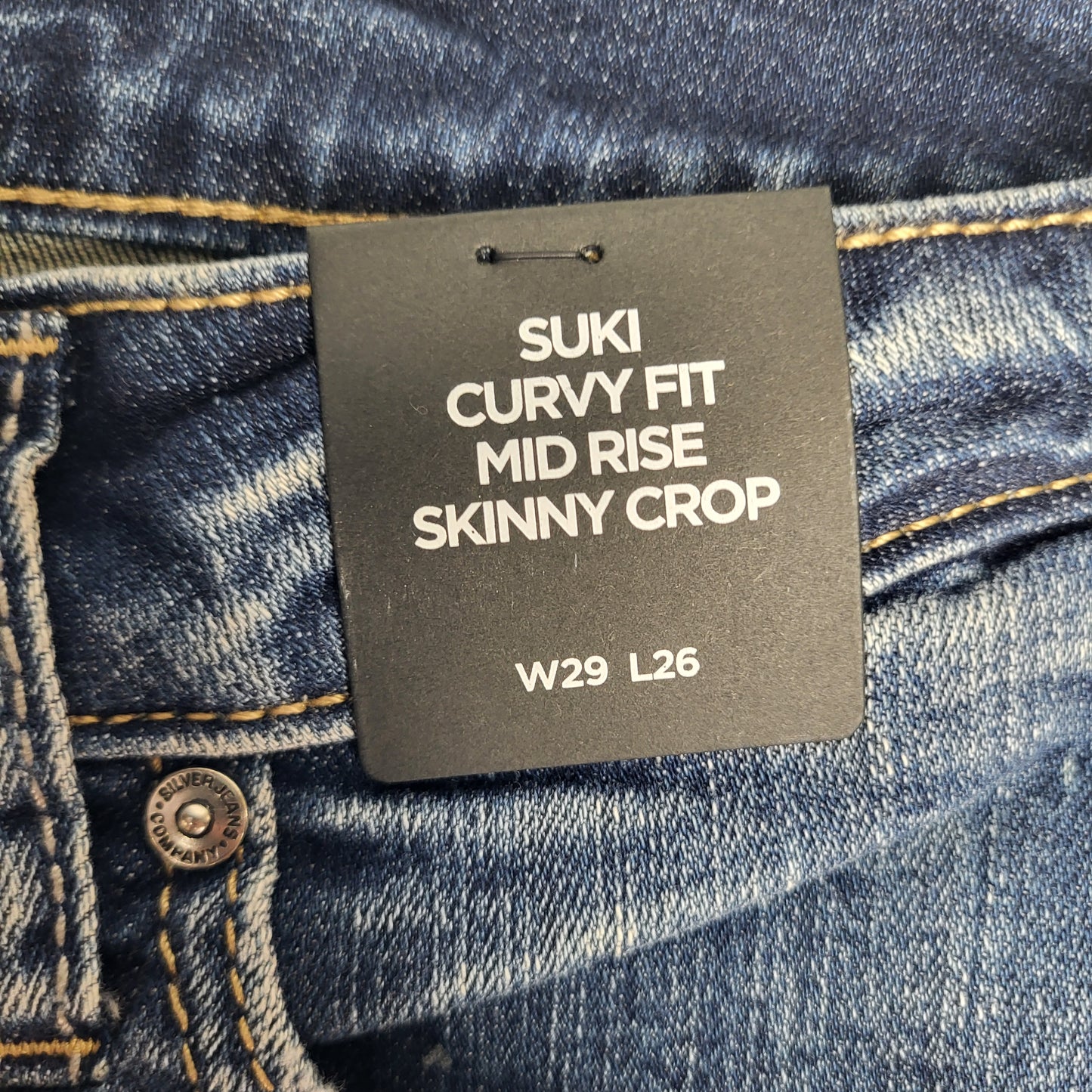 SILVER JEANS CO Suki Curvy Fit Mid Rise Skinny Crop Sz 29 Orlando L43975SCV384