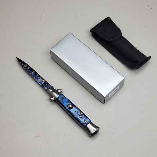 ZA@ ARMED FORCE TACTICAL Hand Crafted OTF Pocket Knife 9"Knife4"Blade Blue ST-6BLB